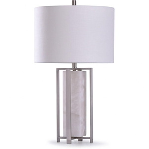 Abyaz - One Light Open Square Framed Table Lamp with Drum Shade