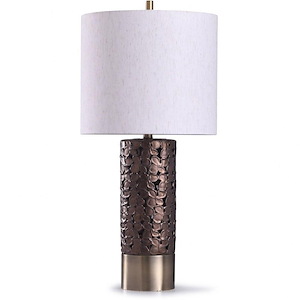 Chesham - One Light Floral Open Design Column Table Lamp with Drum Shade