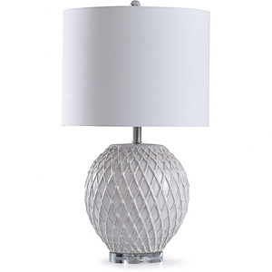 Tabitha - One Light Quilted Design Table Lamp with Acrylic Detail and Drum Shade