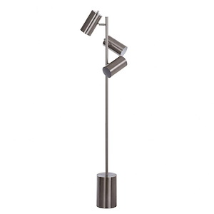 63 Inch 27W 3 LED Floor Lamp with Brushed Steel Shade