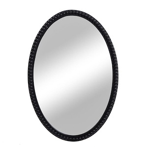 Speculum - 25.2 Inch Oval Wood Frame Mirror with Beaded Trim