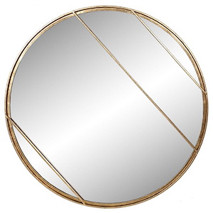 Line Accent - Round Wall Mirror In Contemporary Style-28 Inches Tall and 28 Inches Wide