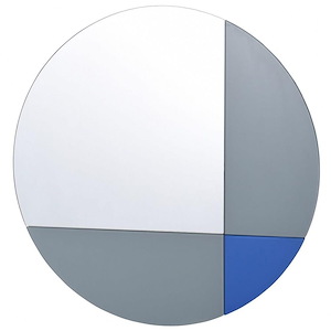 Blue Geo - Round Frameless Mirror In Contemporary Style-24 Inches Tall and 24 Inches Wide