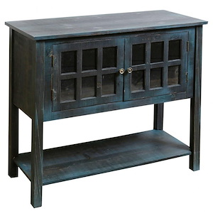Owen - 2 Door Wooden Console with Glass Front In Transitional Style-32 Inches Tall and 36 Inches Wide - 1090552