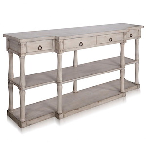 Wilshire Breakfront - 3-Tier Console In Vintage Style-33 Inches Tall and 72 Inches Wide