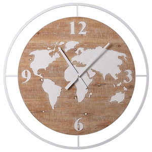 World Wood - Wall Clock In Global Style-35 Inches Tall and 2 Inches Wide