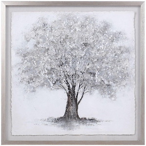 Foliage - Shadow Box Wall Art With Foil On Rice Paper In Modern Style-27.5 Inches Tall and 27.5 Inches Wide