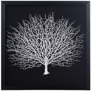 White Tree on Black Background Shadow Box In Modern Style-23.62 Inches Tall and 23.6 Inches Wide