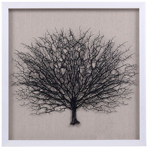 Black Tree on White Background Shadow Box In Modern Style-23.62 Inches Tall and 23.6 Inches Wide