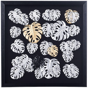 Metallic Palms - Shadow Box Wall Art In Coastal Style-23.62 Inches Tall and 23.6 Inches Wide