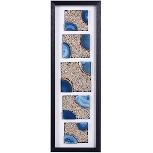 Agate Blue I - Shadow Box Wall Art With Agate Stones In Modern Style-35.43 Inches Tall and 11.81 Inches Wide