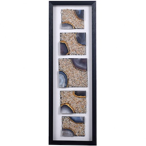Agate Blue II - Shadow Box Wall Art With Agate Stones In Modern Style-35.43 Inches Tall and 11.81 Inches Wide