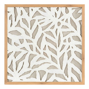 Palm Leaf Shadow Box I - Framed Paper Wall Art In Coastal Style-23.6 Inhces Tall and 23.6 Inches Wide