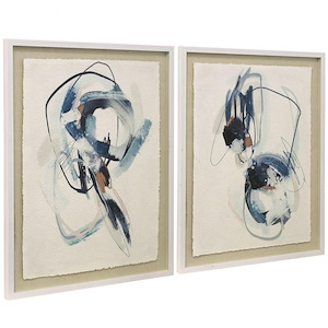 Tender Blue - Shadow Box Abstract Wall Art With Deckled Paper (Set of 2) In Modern Style-31.5 Inches Tall and 23.6 Inches Wide