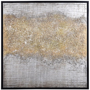 Silver &amp; Gold Rupture - 40 Inch Canvas Abstract Wall Print