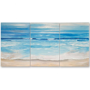 Beach Time - Coastal Landscape Wall Art (Set of 3) In Coastal Style-30 Inches Tall and 1.38 Inches Wide