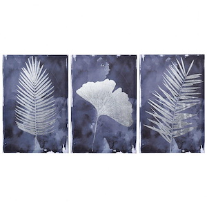 Indigo Shade - Leaf Motif Canvas Wall Art In Modern Style-48 Inches Tall and 24 Inches Wide