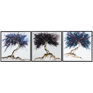Trees Art - Printed and Hand Painted Canvas Wall Art (Set of 3) In Modern Style-18 Inches Tall and 54 Inches Wide