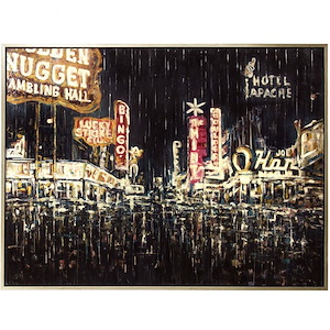 Retro Vegas 1950 Fremont - 60 Inch Hand Embellished on Floating Frame and Stretched Canvas