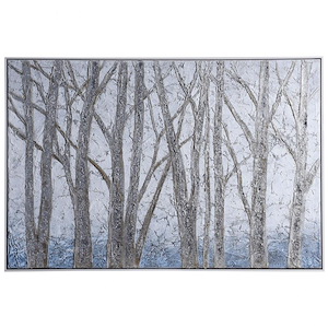 Ember - Wooded Lot Handpainted Framed Landscape Canvas In Farmhouse Style-33 Inches Tall and 48 Inches Wide - 1090501