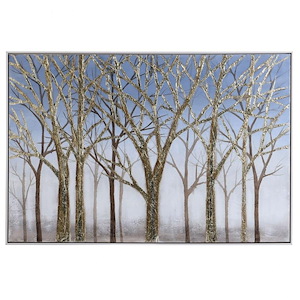 Ember - Timber Sky Handpainted Framed Landscape Canvas In Farmhouse Style-33 Inches Tall and 48 Inches Wide