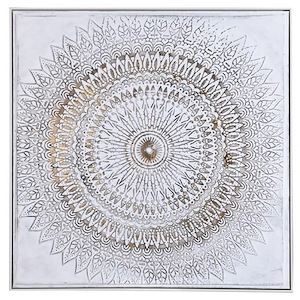 Makenna - Soft Tapestry II Handpainted Framed Mandala Canvas In Bohemian Style-40 Inches Tall and 40 Inches Wide