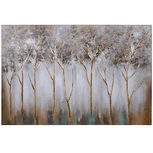 Canopy Leaves - Handpainted Canvas Wall Art In Modern Style-48 Inches Tall and 1 Inches Wide