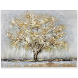 Luster Leafed - Heavy Textured Hand Painted Canvas Wall Art In Farmhouse Style-30 Inches Tall and 2 Inches Wide
