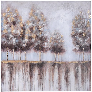 Twinkle Trees - Heavy Textured Hand Painted Canvas Wall Art In Farmhouse Style-50 Inches Tall and 1.38 Inches Wide