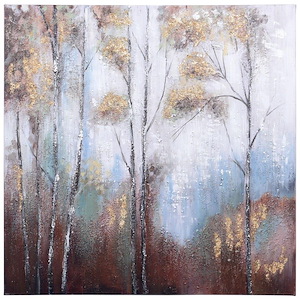 Birch Trees - Heavy Textured Hand Painted Canvas Wall Art In Farmhouse Style-36 Inches Tall and 1.38 Inches Wide
