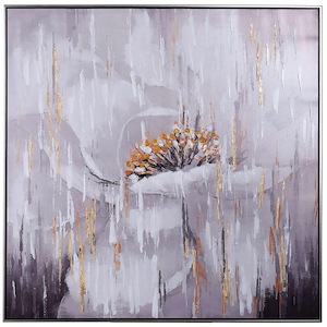 Melting Bloom - Hand Embellished Framed Floral Canvas Wall Art In Modern Style-39 Inches Tall and 39 Inches Wide