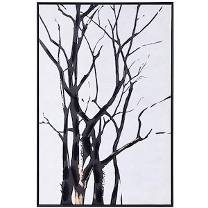 Tree Study II - Hand Embellished Framed Canvas Wall Art In Contemporary Style-35 Inches Tall and 24 Inches Wide