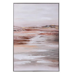 Warm Beach Scenic - Print On Canvas Framed Wall Art In Coastal Style-47.2 Inches Tall and 31.5 Inches Wide