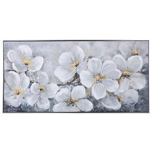 White Plumerias In Bloom - Print On Canvas Framed Wall Art In Modern Style-55.1 Inches Tall and 27.55 Inches Wide