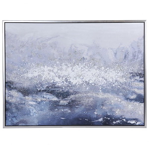 Mistic Blue - Hand Painted Textured Framed Canvas Wall Art In Contemporary Style-36 Inches Tall and 48 Inches Wide