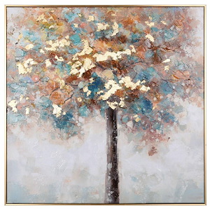 Spring Spruce - Hand Embellished Canvas Print Wall Art In Modern Style-28 Inches Tall and 28 Inches Wide