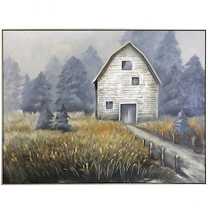 The Barn - Hand Painted Landscape Wall Art In Rustic Style-36 Inches Tall and 48 Inches Wide