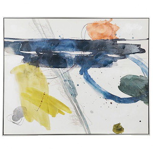 Abstraction - Printed and Hand Embellished Abstract Canvas Wall art In Mid-Century Modern Style-40.4 Inches Tall and 50.2 Inches Wide