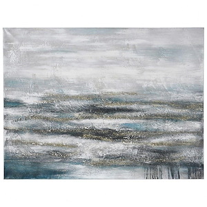 Coastal Blue - Hand Painted Abstract Acrylic on Canvas Wall Art In Coastal Style-30 Inches Tall and 40 Inches Wide