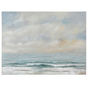 Beautiful Sky - Hand Painted Coastal Landscape Acrylic on Canvas Wall Art In Coastal Style-36 Inches Tall and 48 Inches Wide