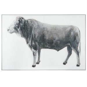 Rustic Cow - Framed Canvas Wall Art In French Country Style-40 Inhces Tall and 60 Inches Wide