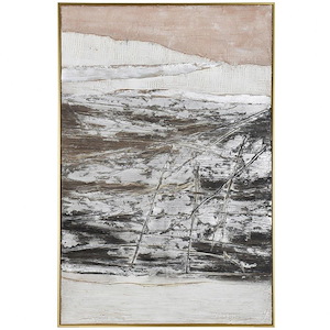 Neutral Layers - Framed Abstract Canvas Wall Art In Contemporary Style-59.06 Inhces Tall and 39.4 Inches Wide