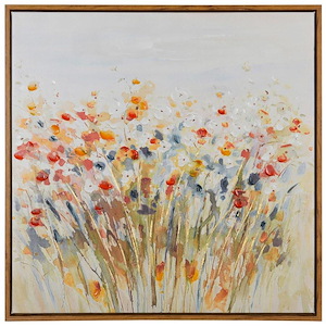 Wildflowers - Framed Abstract Wall Art In Modern Style-23.6 Inhces Tall and 23.6 Inches Wide