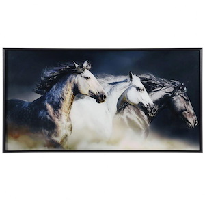 Horses Portrait - Framed Wall Art-31.5 Inhces Tall and 59.1 Inches Wide