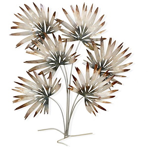 Lilian - Tipped Petals Metal Leaves Wall Sculpture In Bohemian Style-26 Inches Tall and 23 Inches Wide