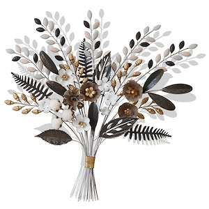 Lilian - Arrangement Metal Flower Bouquet Wall Sculpture In Transitional Style-27 Inches Tall and 27 Inches Wide