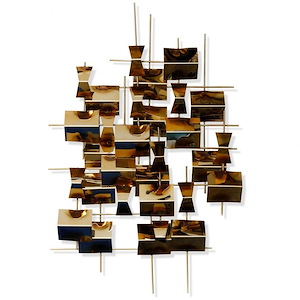 Copper Reflection - Metal Wall Sculpture In Contemporary Style-37 Inches Tall and 4 Inches Wide