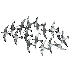 Silver Flock - Wall Sculpture In Contemporary Style-23 Inches Tall and 40 Inches Wide