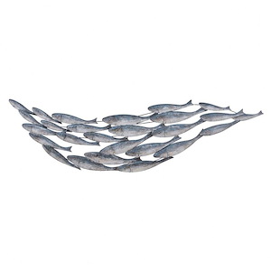 Silver School - Wall Sculpture In Coastal Style-20 Inches Tall and 68 Inches Wide