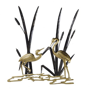 Two Gossiping Cranes - Wall Decor In Global Style-26.4 Inches Tall and 22.8 Inches Wide